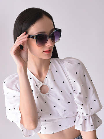 Black Lens Blue Cateye Sunglasses
