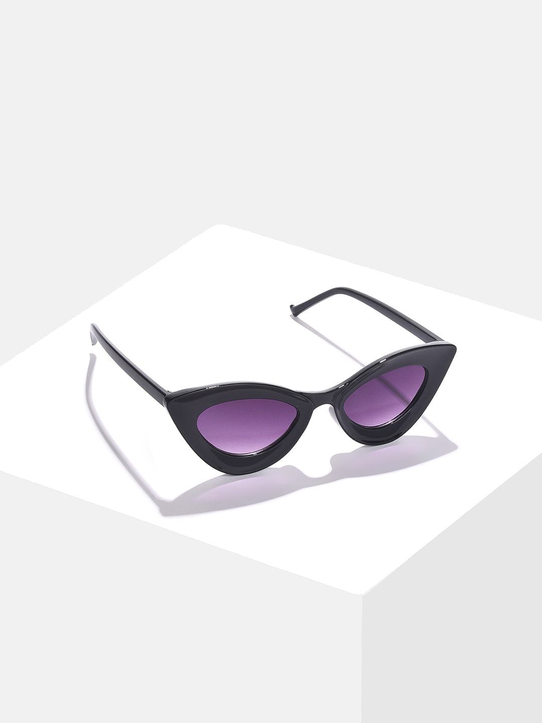 Purple Lens Black Cateye Sunglasses