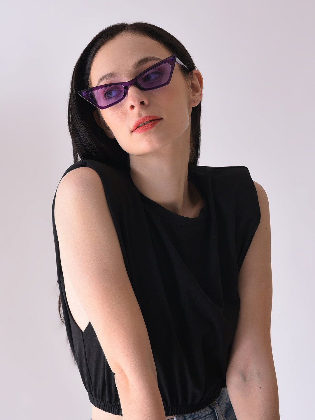 Purple Lens Purple Cateye Sunglasses