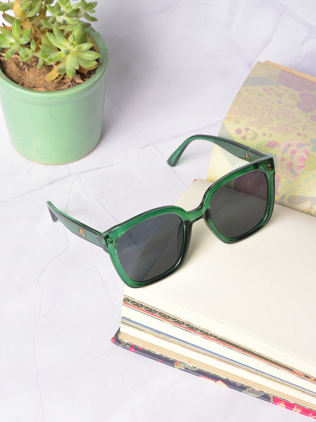 Black Lens Green Butterfly Sunglasses