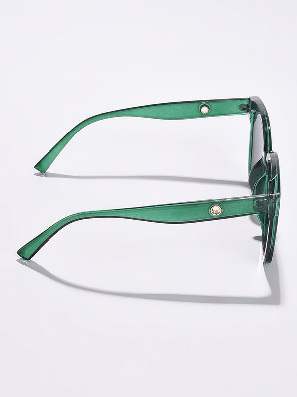 WOMEN BLACK LENS GREEN BUTTERFLY SUNGLASSES
