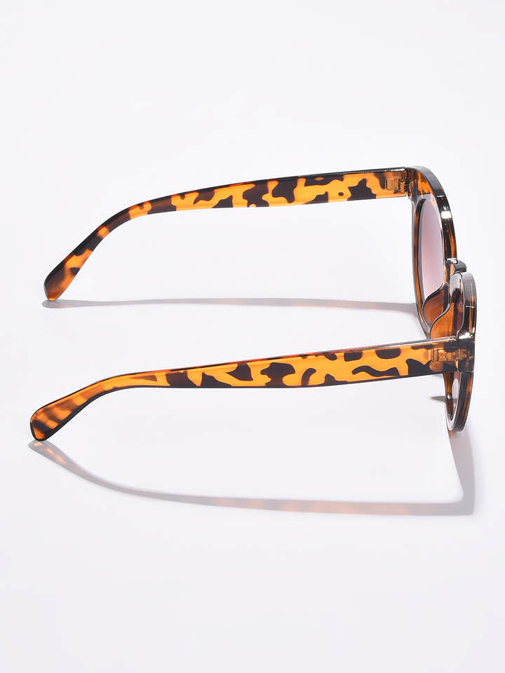 WOMEN BLACK LENS BROWN CATEYE SUNGLASSES