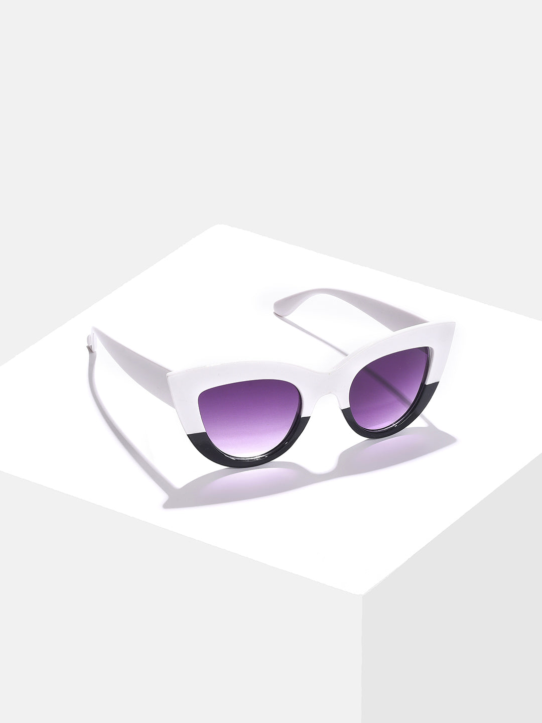 Purple Lens White Cateye Sunglasses