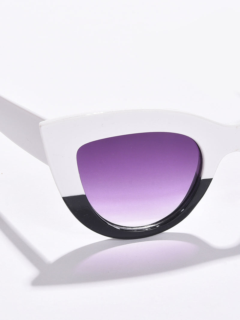 Purple Lens White Cateye Sunglasses
