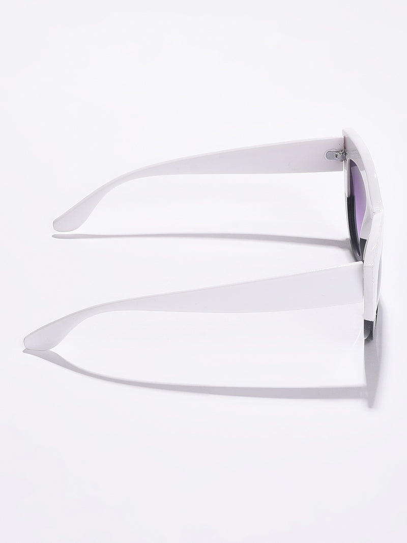 WOMEN PURPLE LENS WHITE CATEYE SUNGLASSES