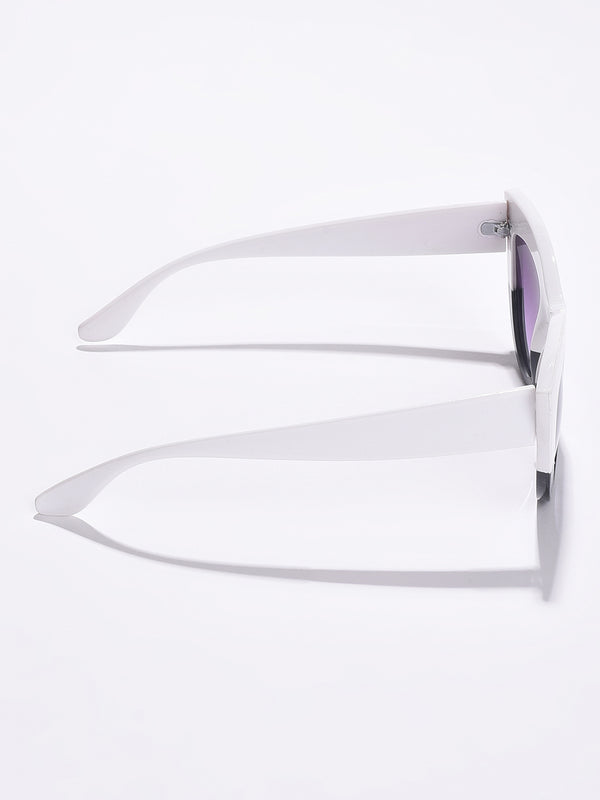 WOMEN PURPLE LENS WHITE CATEYE SUNGLASSES