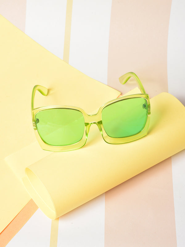 Green Lens Green Oversized Sunglasses
