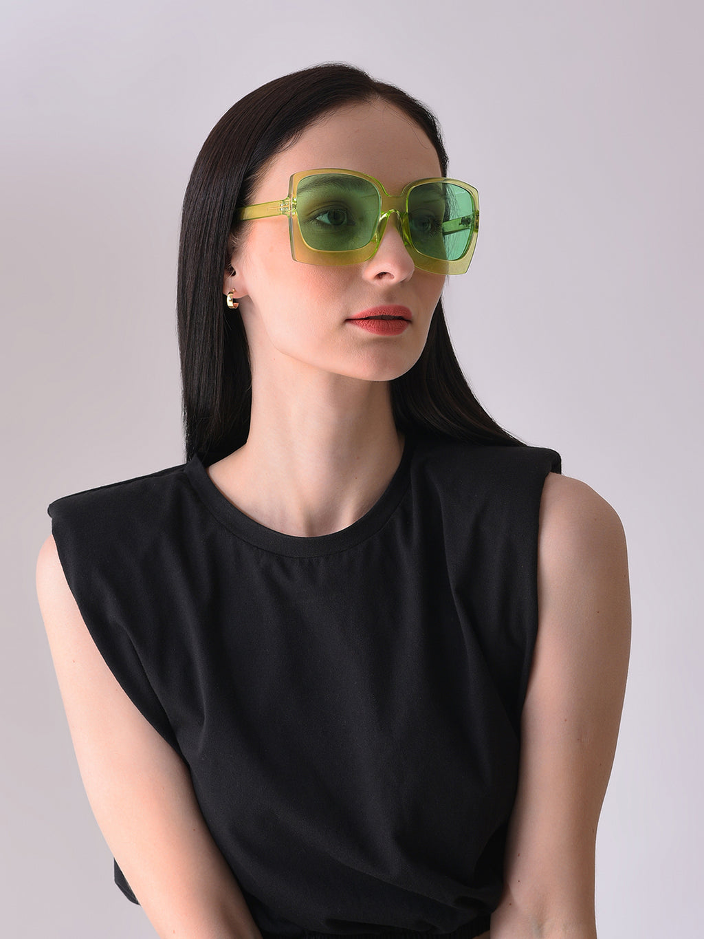 Green Lens Green Oversized Sunglasses