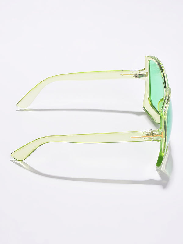 WOMEN GREEN LENS GREEN OVERSIZED SUNGLASSES