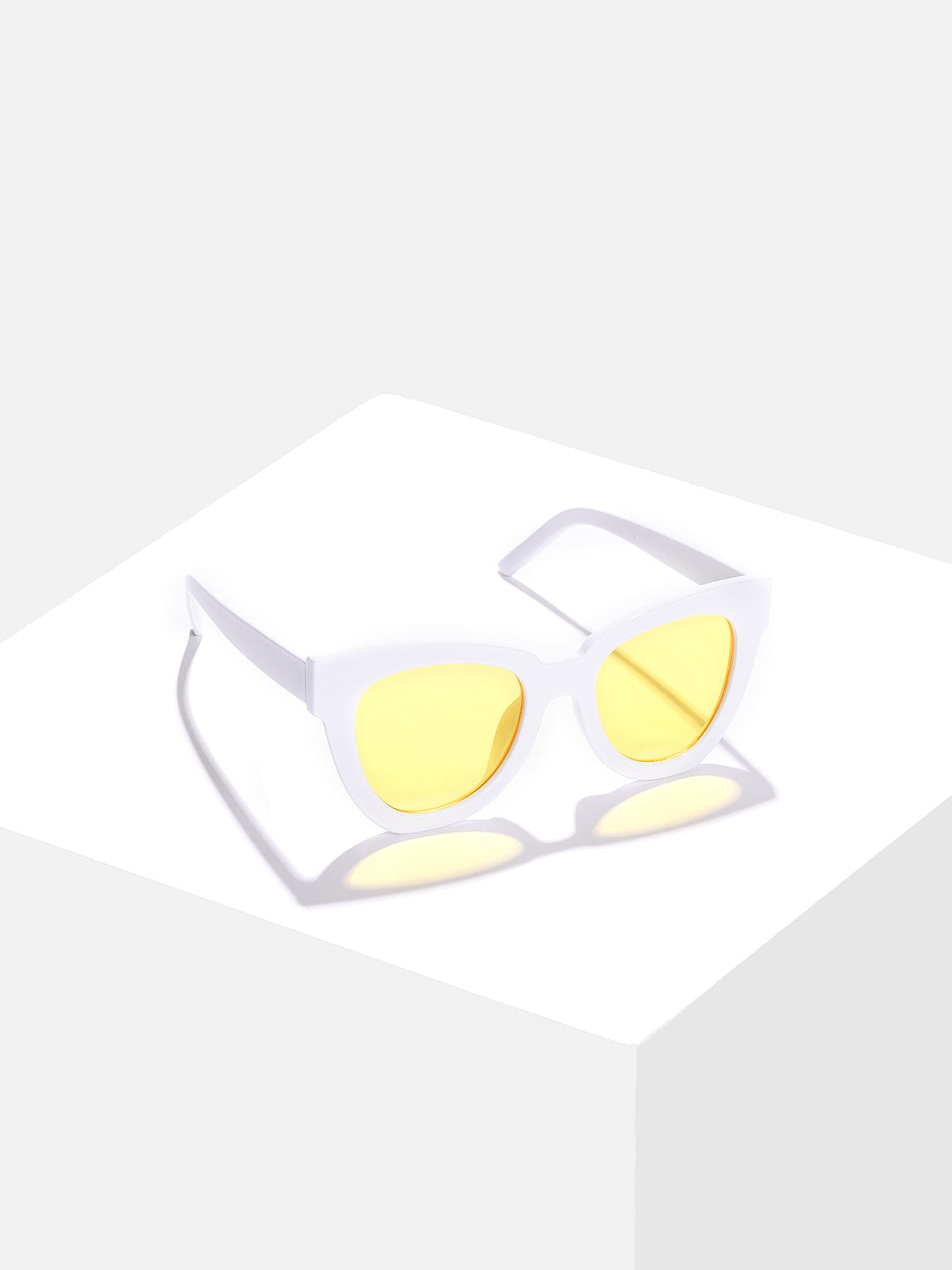 Yellow Lens White Cateye Sunglasses