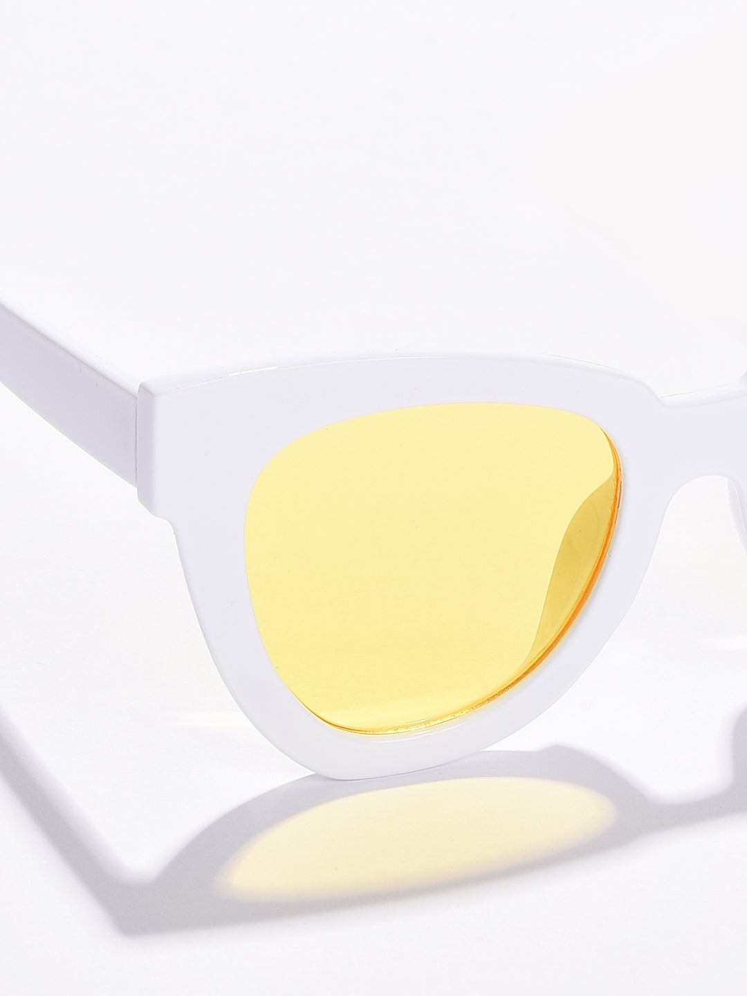 Yellow Lens White Cateye Sunglasses