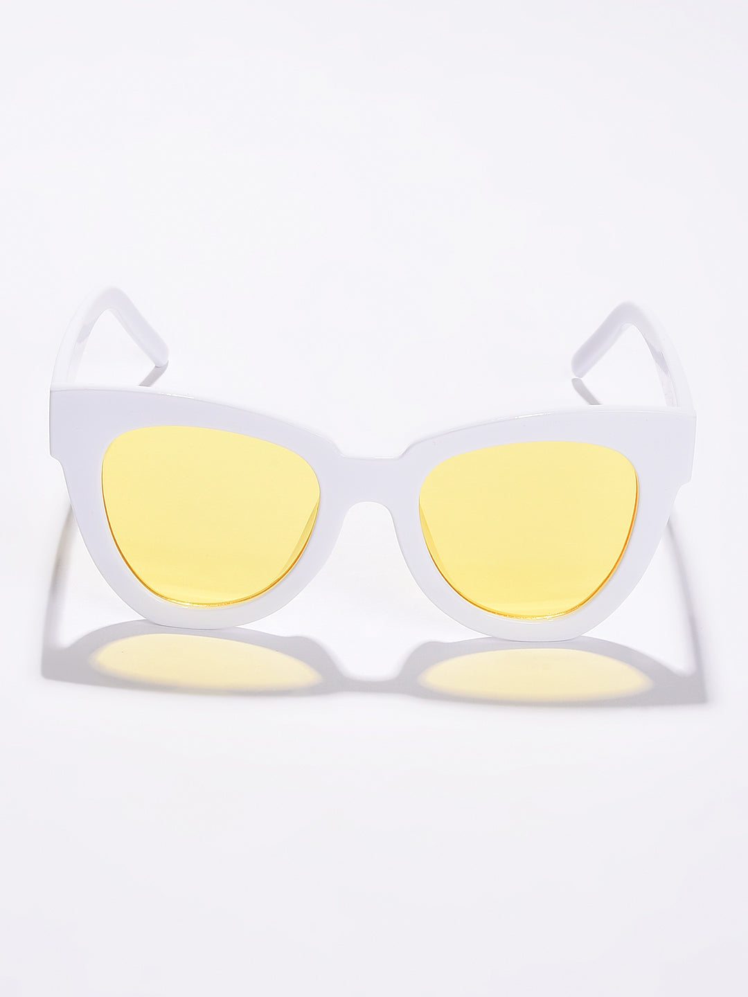 Yellow Lens White Cateye Sunglasses