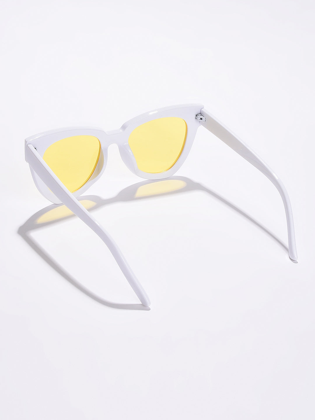 Yellow Lens White Cateye Sunglasses