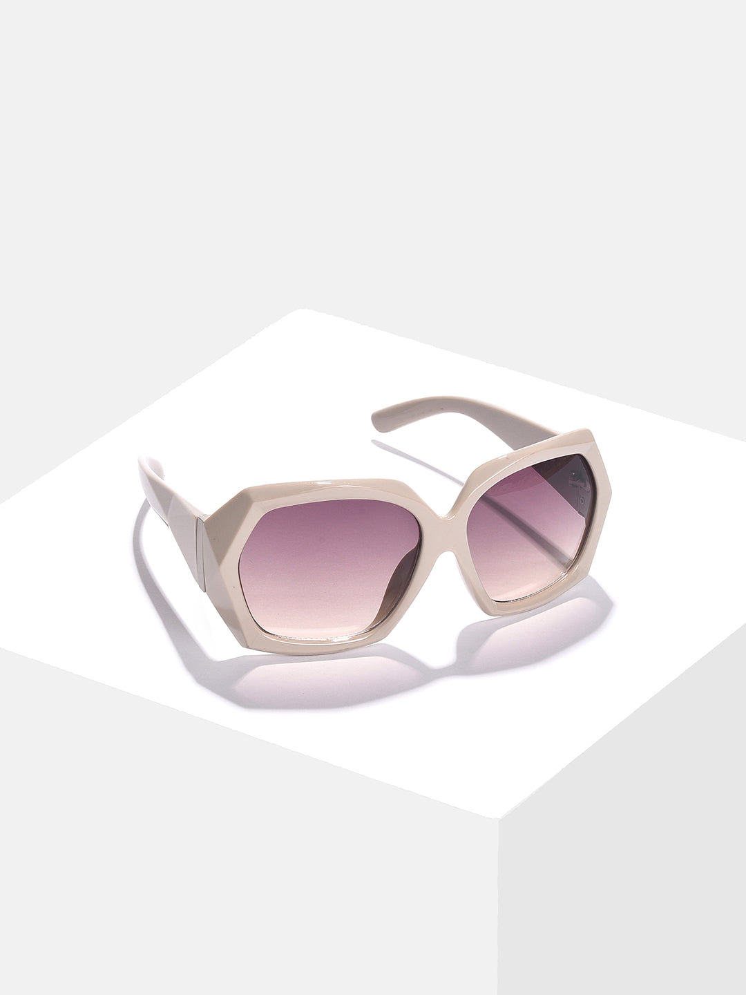 Purple Lens White Oversized Sunglasses