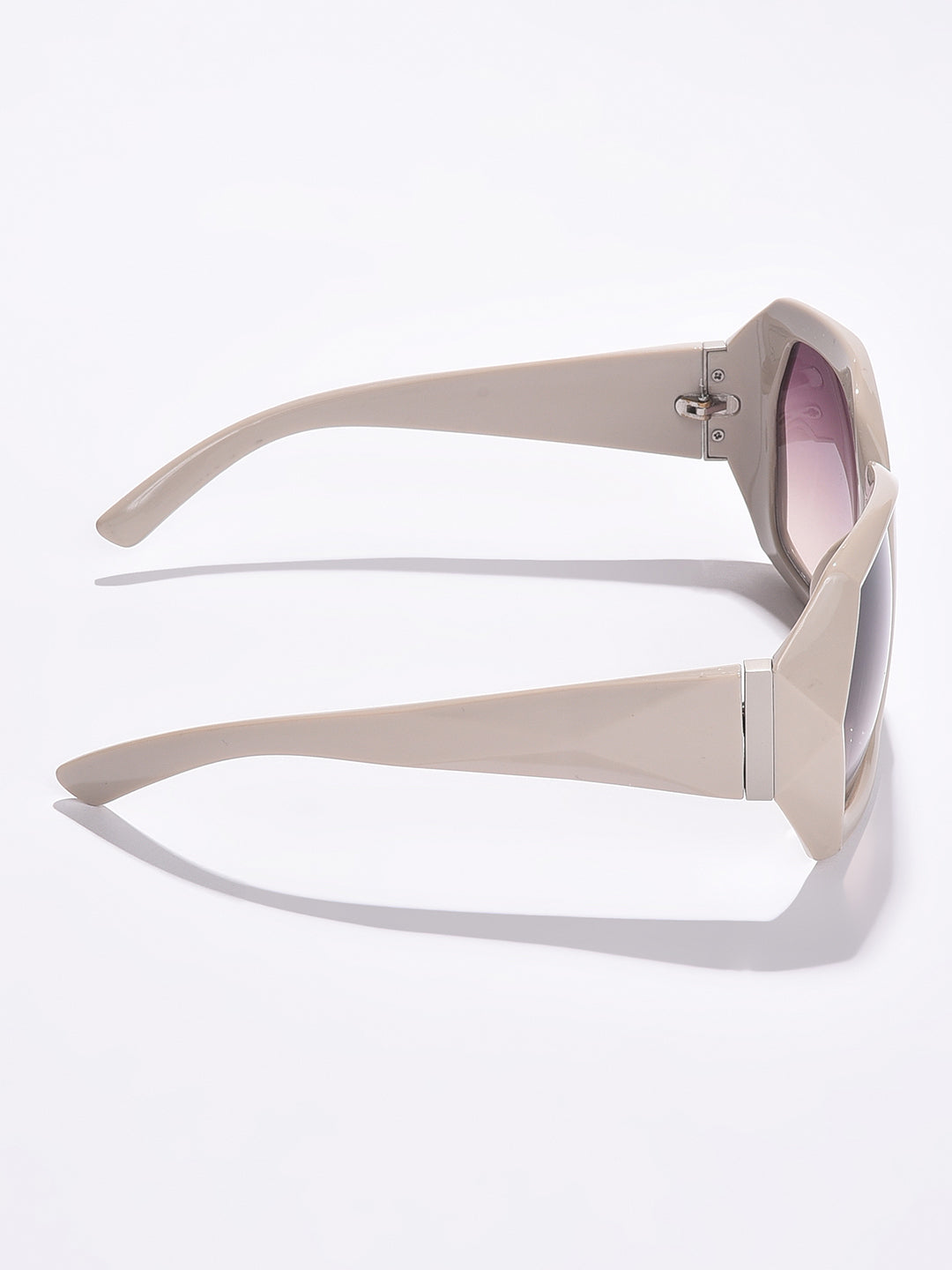 WOMEN PURPLE LENS WHITE OVERSIZED SUNGLASSES