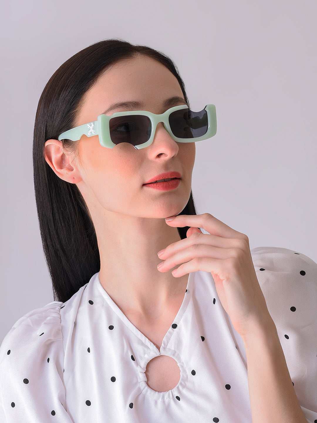 Black Lens Green Rectangle Sunglasses