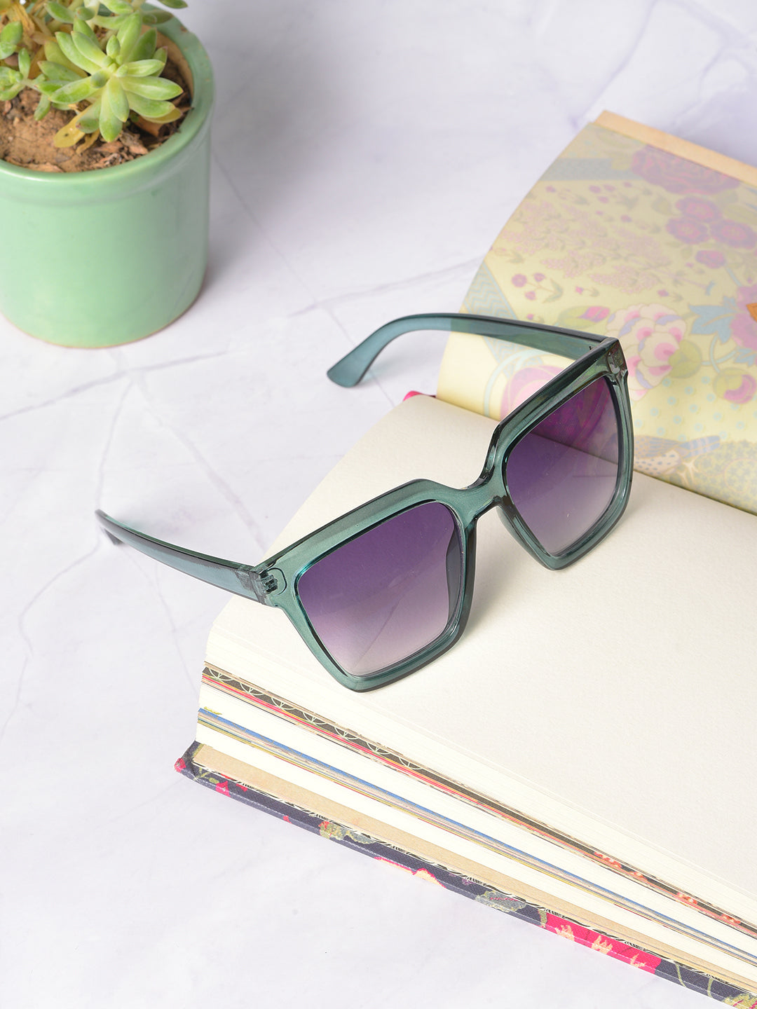 Purple Lens Green Wayfarer Sunglasses