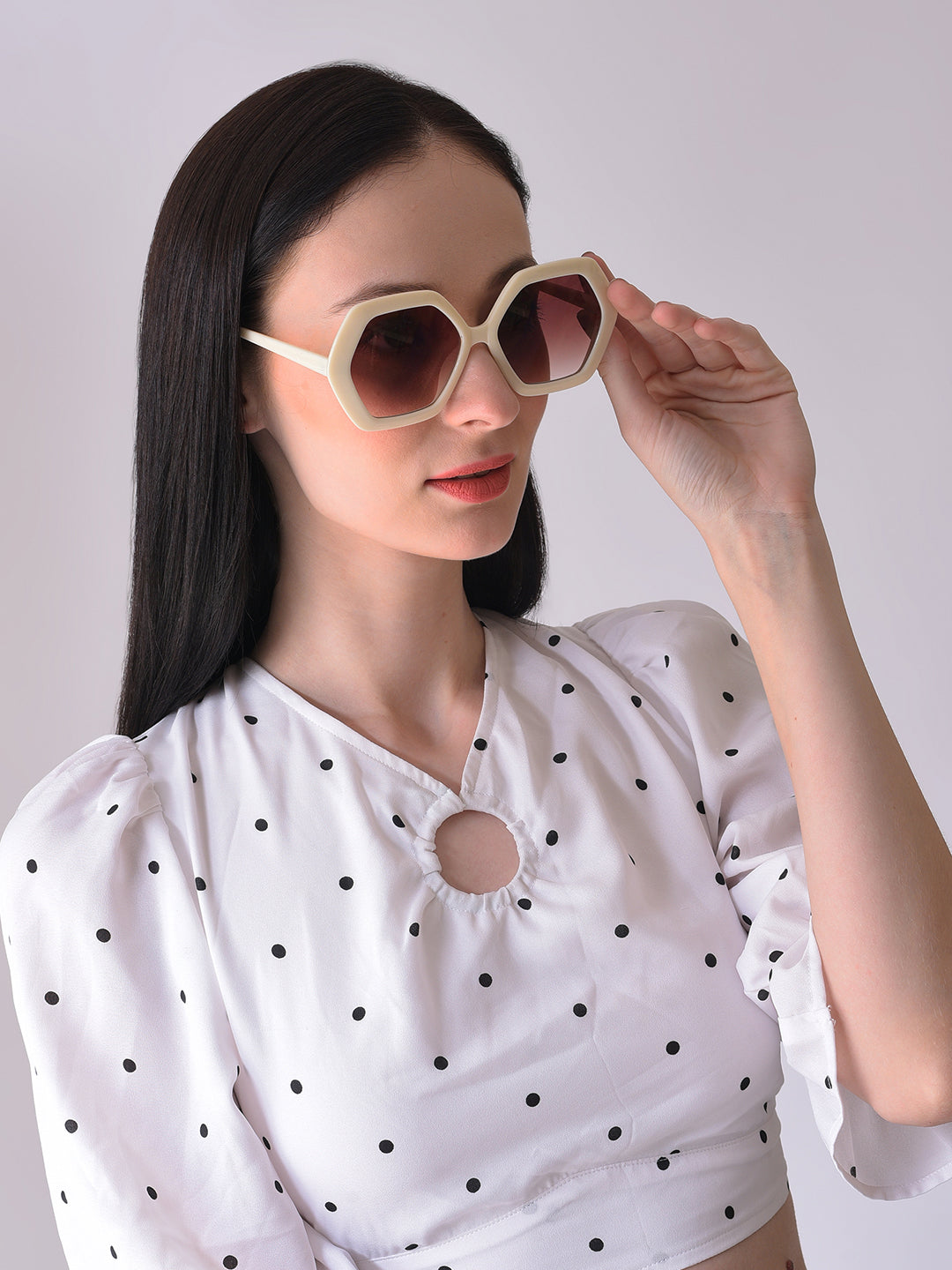 Brown Lens White Wayfarer Sunglasses