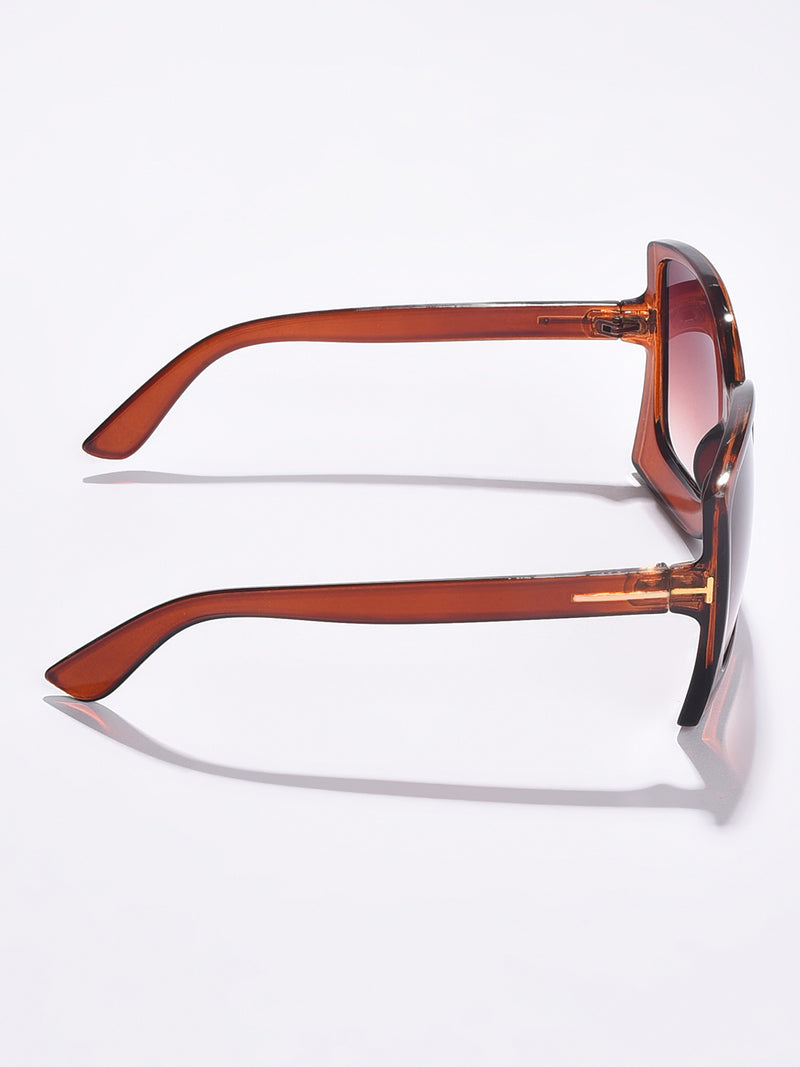 WOMEN BROWN LENS BROWN OVERSIZED SUNGLASSES