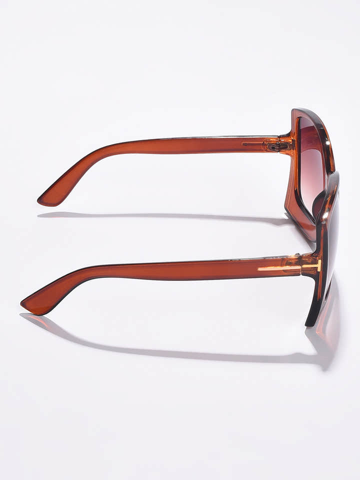 WOMEN BROWN LENS BROWN OVERSIZED SUNGLASSES