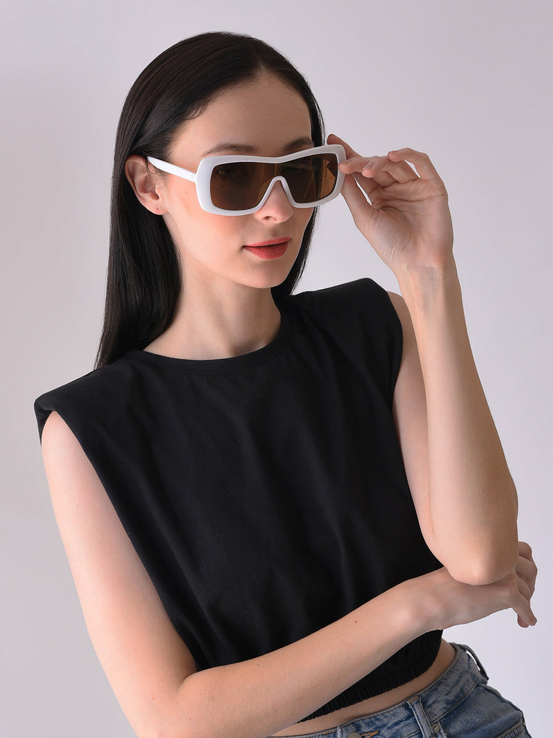Brown Lens White Wayfarer Sunglasses