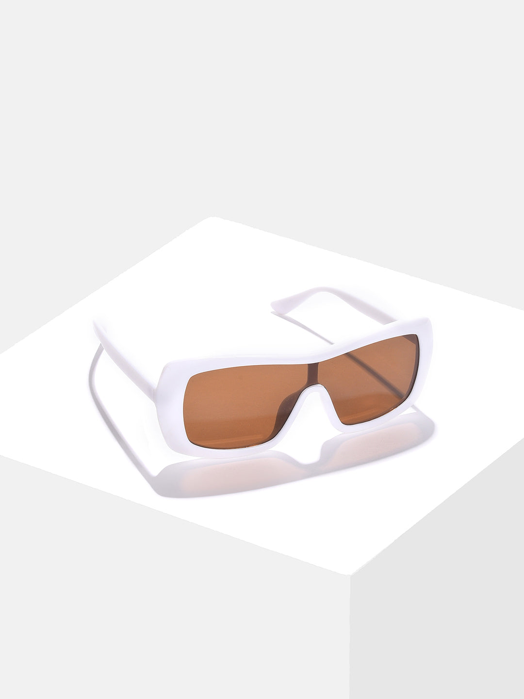 Brown Lens White Wayfarer Sunglasses