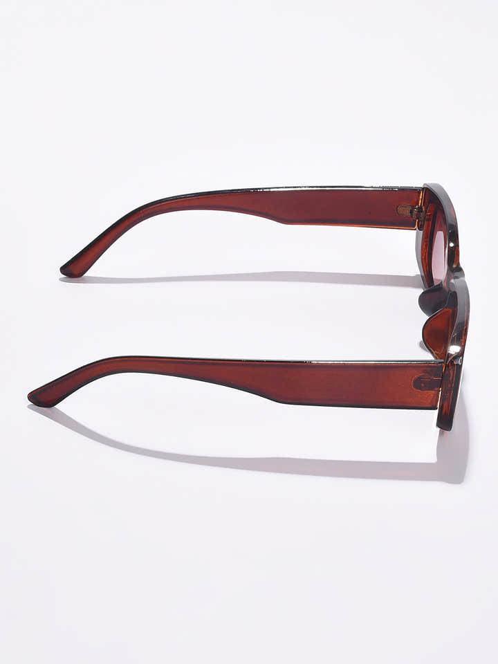 WOMEN BROWN LENS BROWN RECTANGLE SUNGLASSES