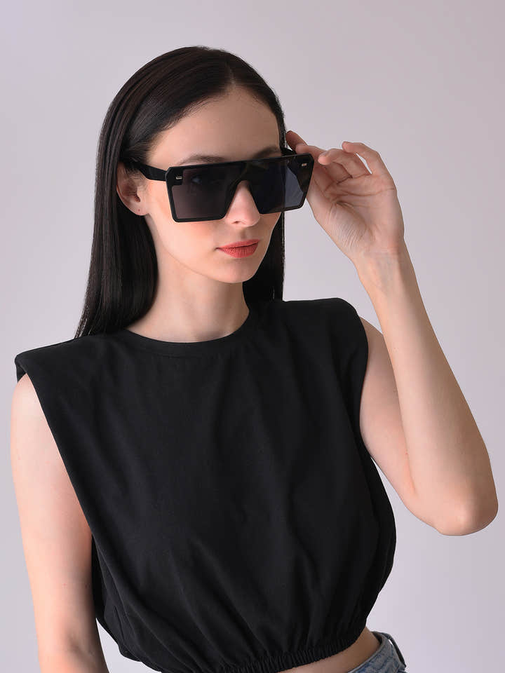 Black Lens Black Oversized Sunglasses