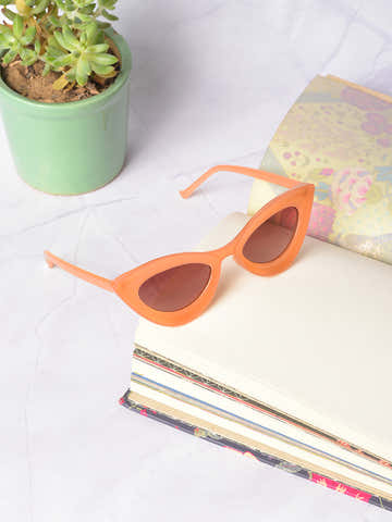 Brown Lens Orange Cateye Sunglasses