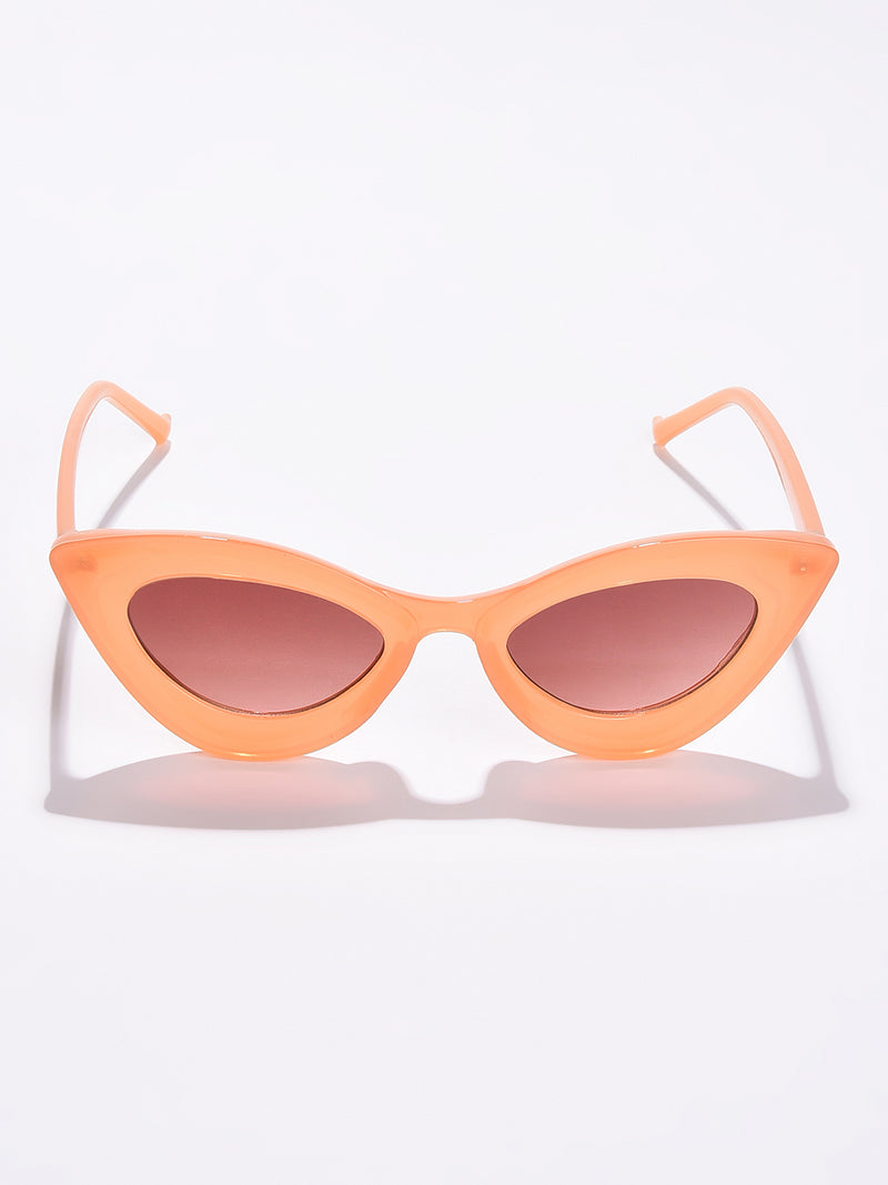 Brown Lens Orange Cateye Sunglasses