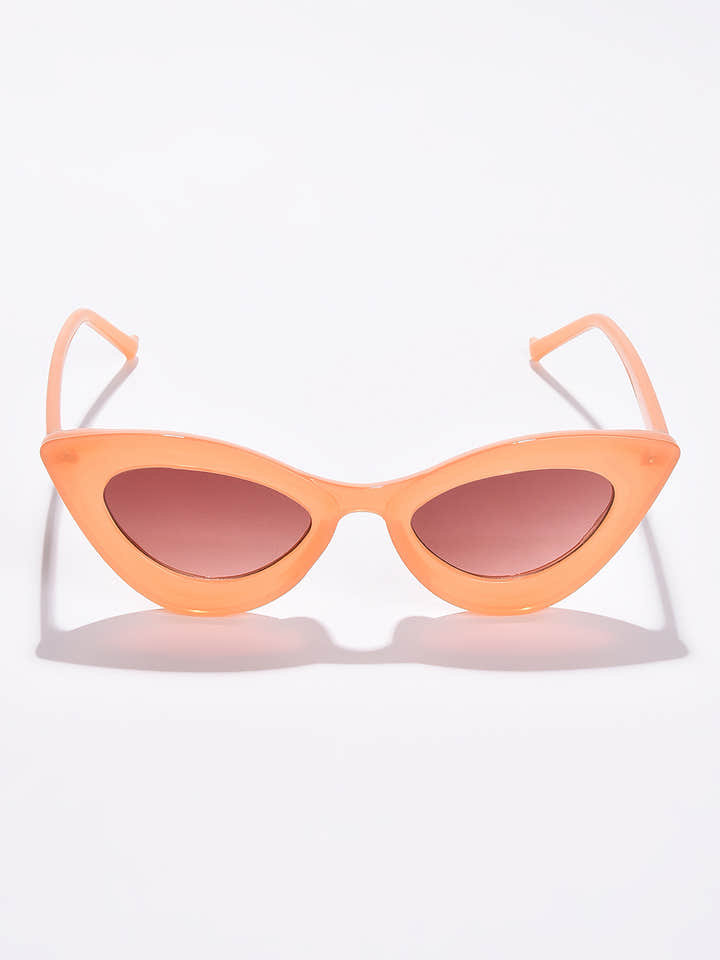 Brown Lens Orange Cateye Sunglasses