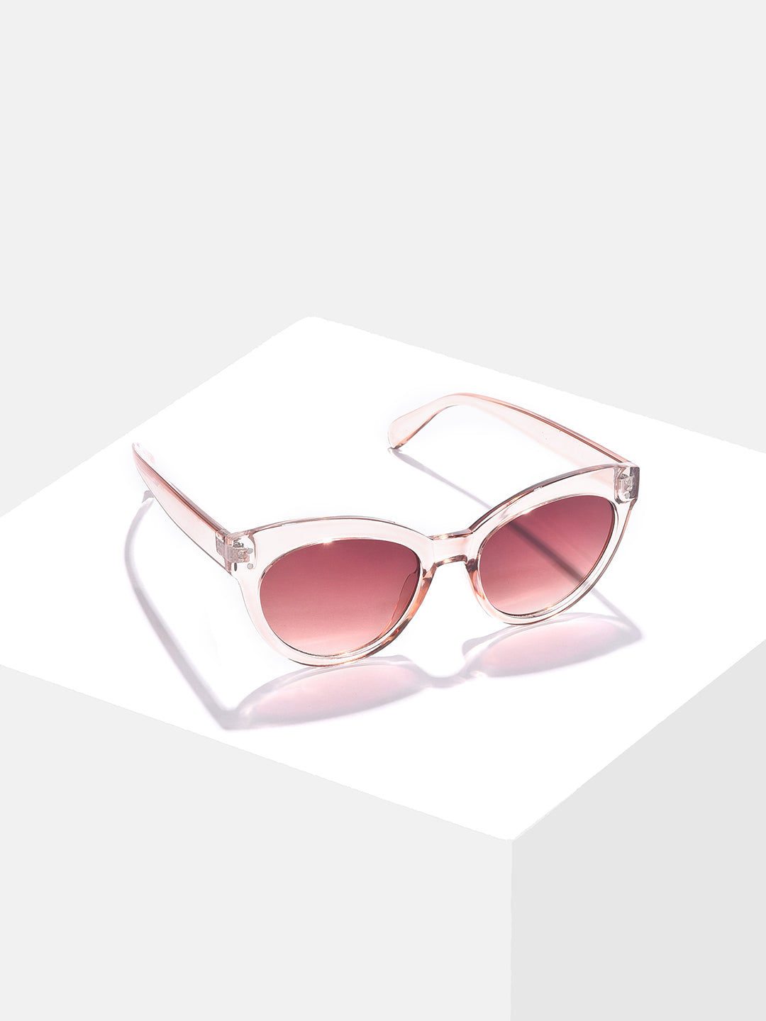 Brown Lens White Cateye Sunglasses