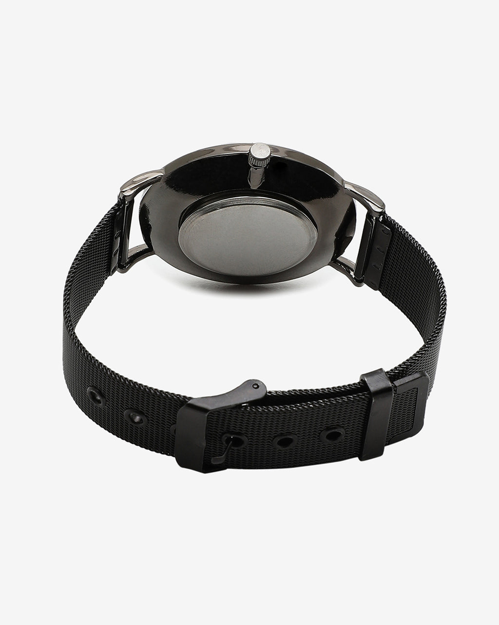 Marble Analog Round Dial With Black Leather Strap