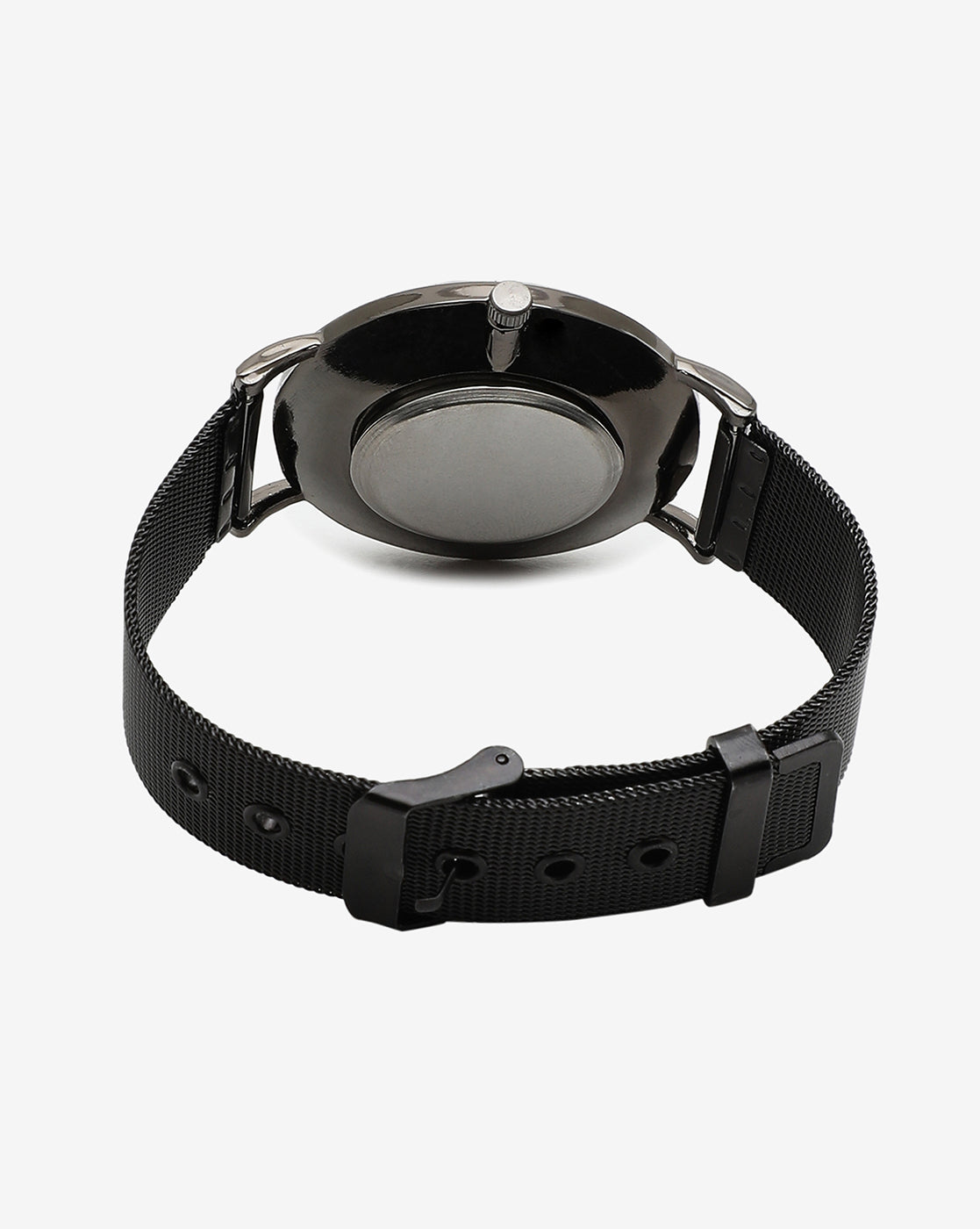 Marble Analog Round Dial With Black Leather Strap