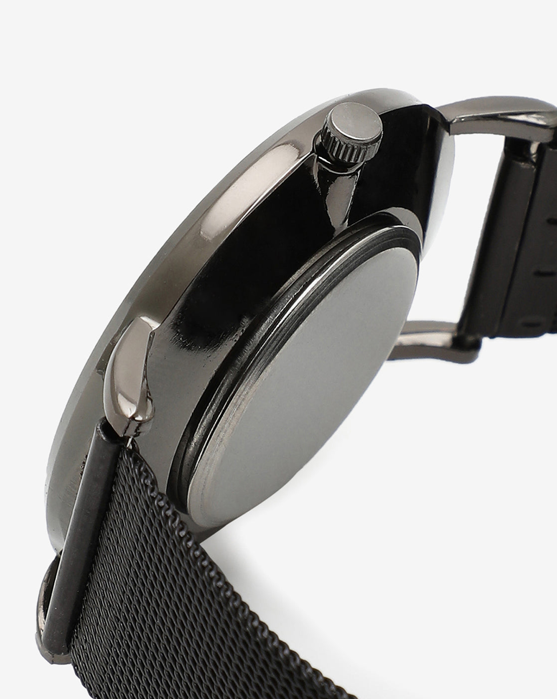 MARBLE ANALOG ROUND DIAL WITH BLACK LEATHER STRAP