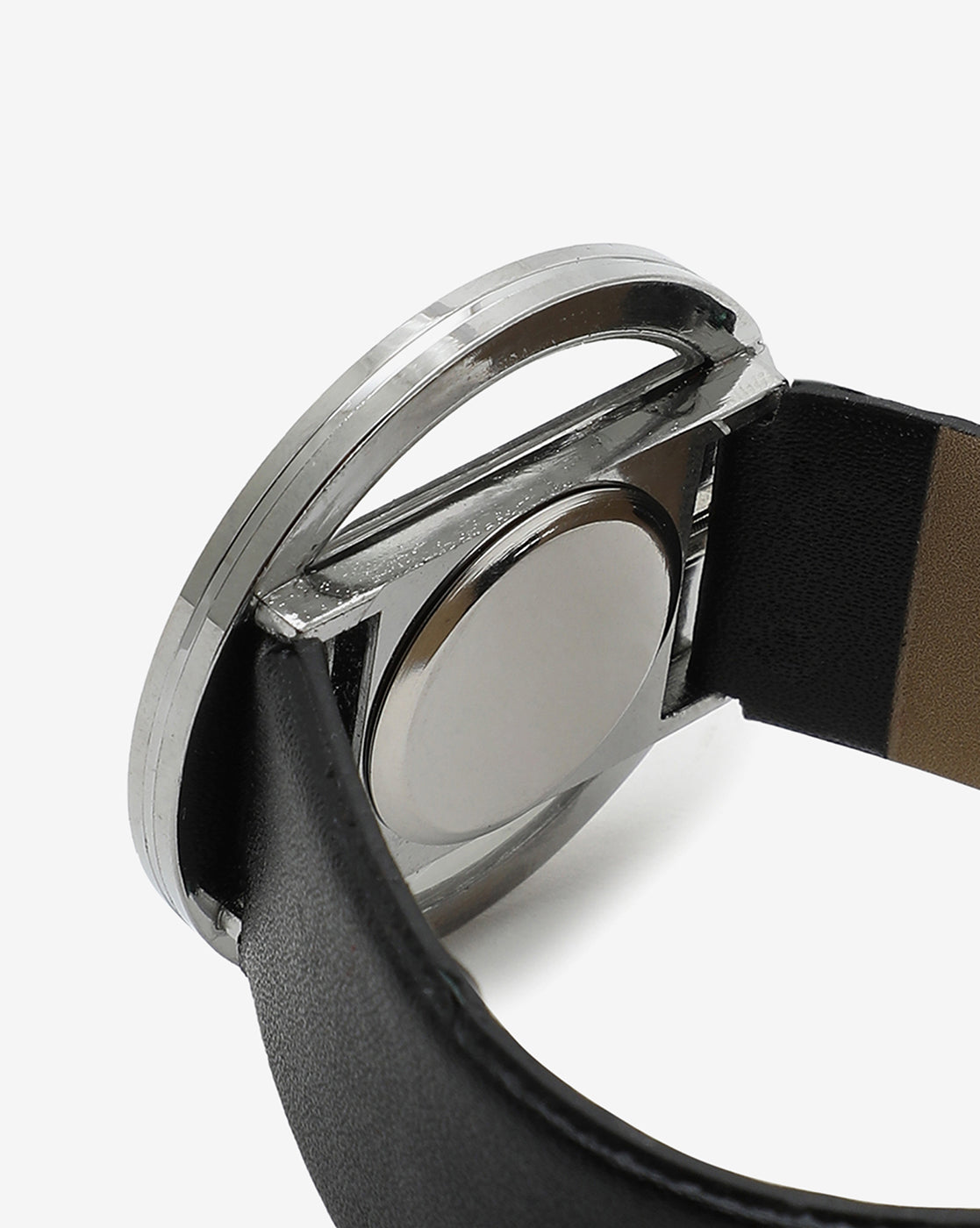 TRANSPARENT ANALOG ROUND DIAL WITH BLACK LEATHER STRAP