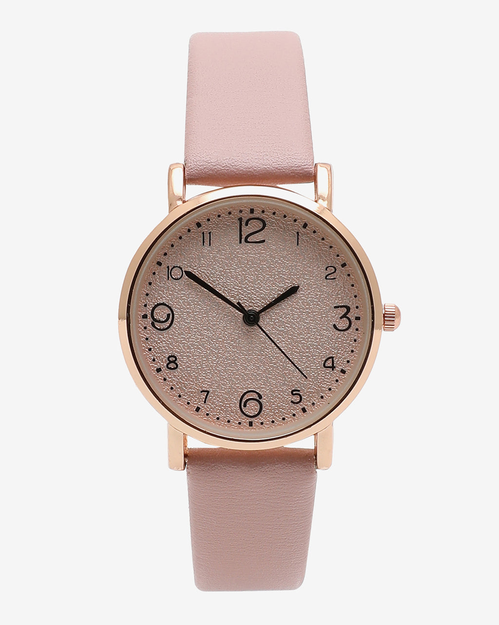 Dusky Pink Analog Round Dial With Black Hour Marker & Pink Leather Strap