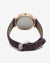 Purple & Gold Crystal Stone Decorative Analog Round Dial With Brown Suede Strap