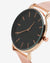 BLACK ANALOG ROUND DIAL WITH GOLD HOUR MARKER AND GOLD METAL MESH STRAP