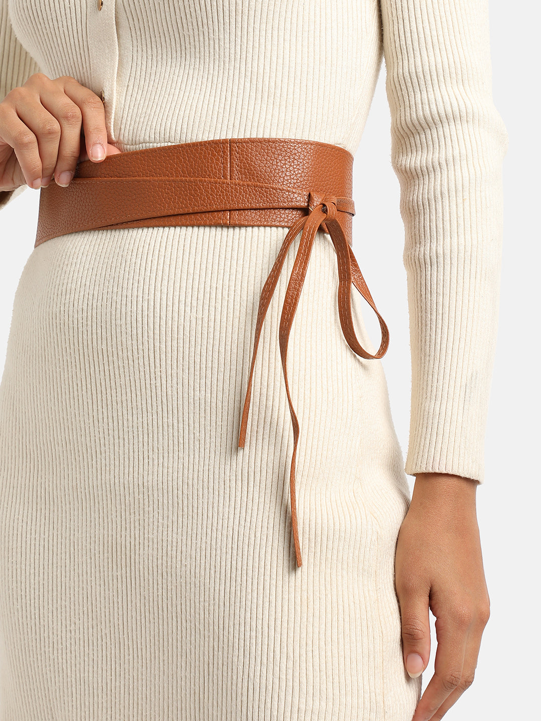 Tan Solid Waist Belt