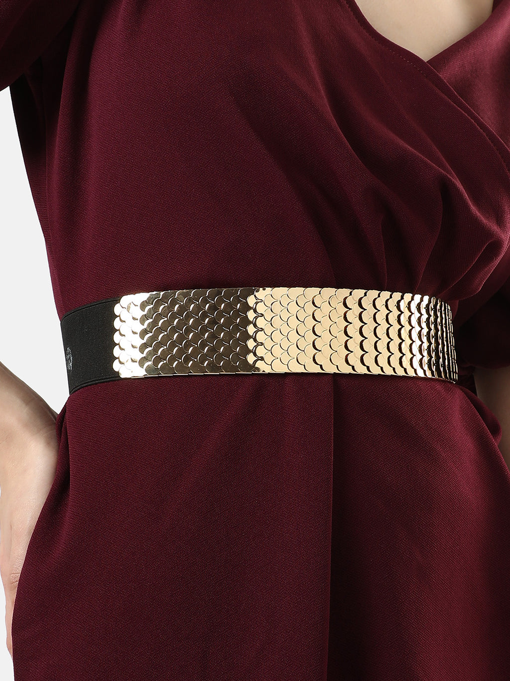 Gold Textured Waist Belt