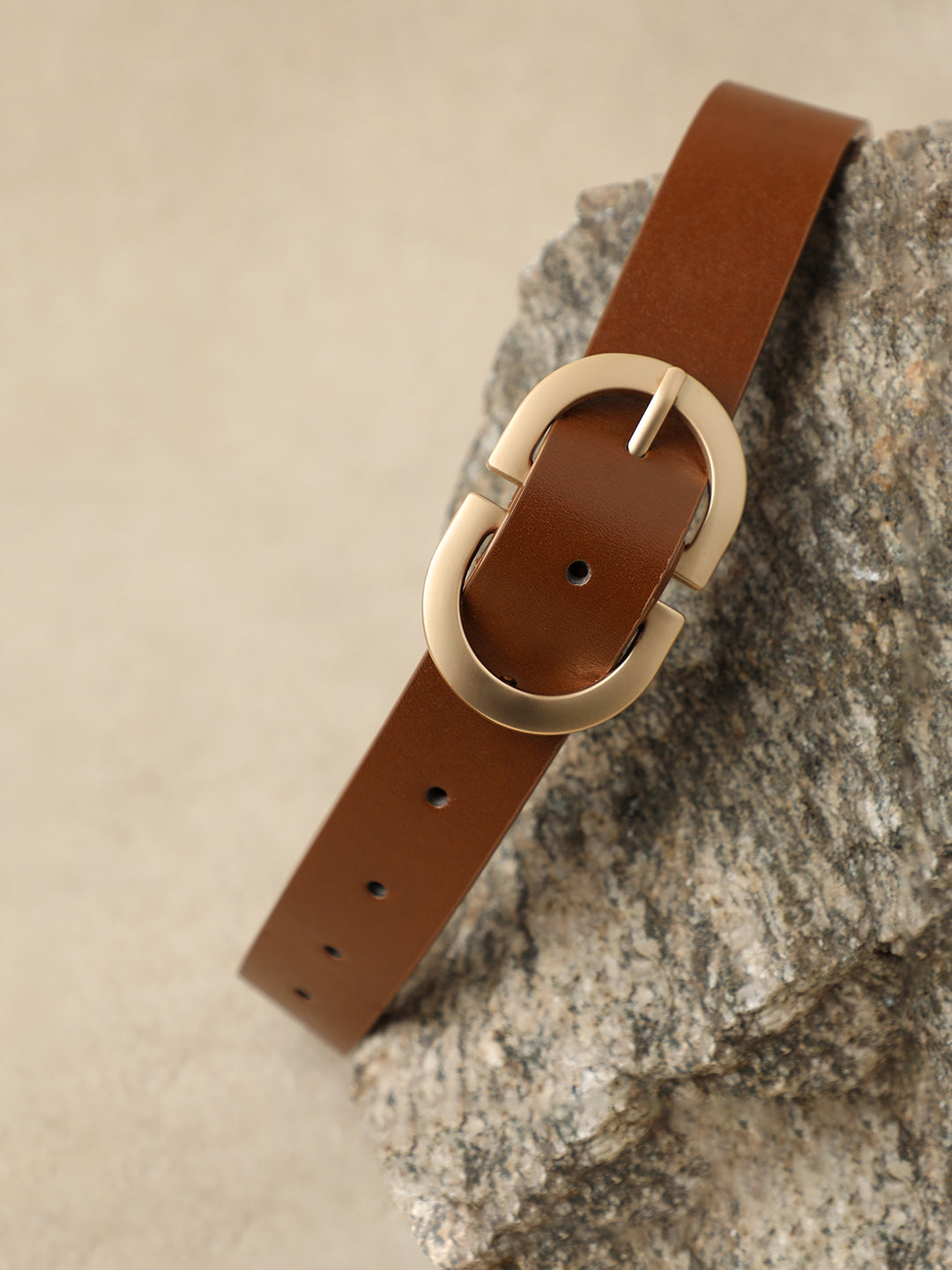 Brown Solid Waist Belt