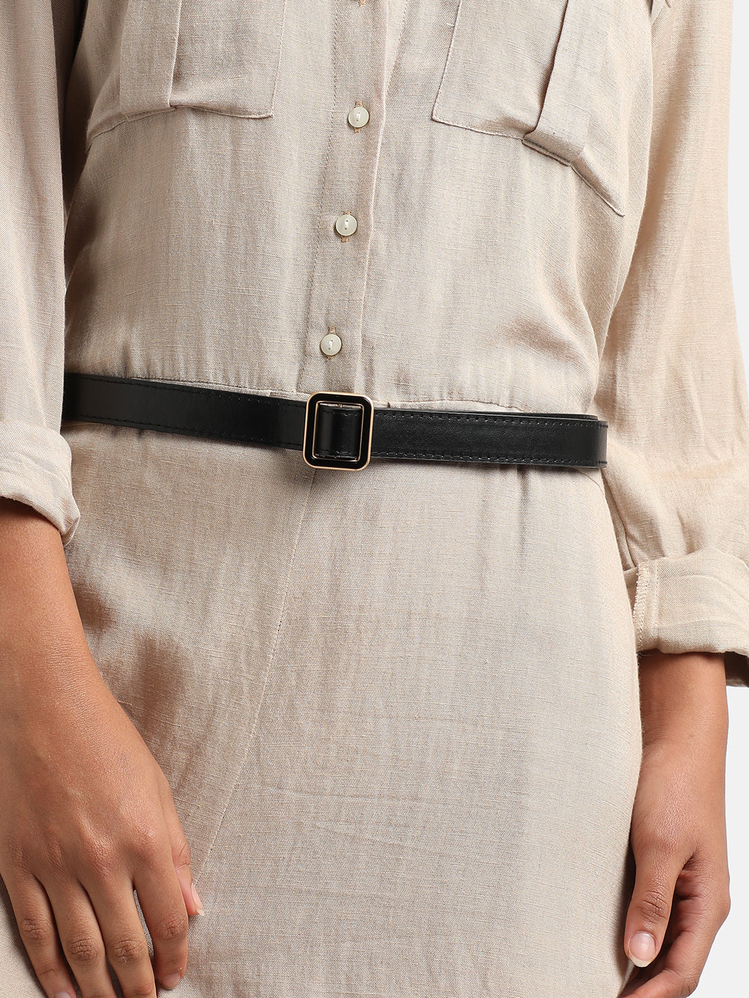 Black Solid Waist Belt