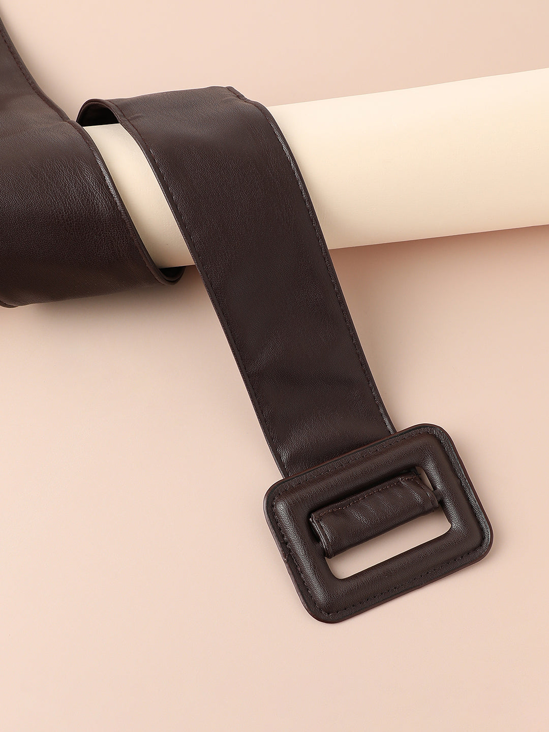 Brown Solid Waist Belt