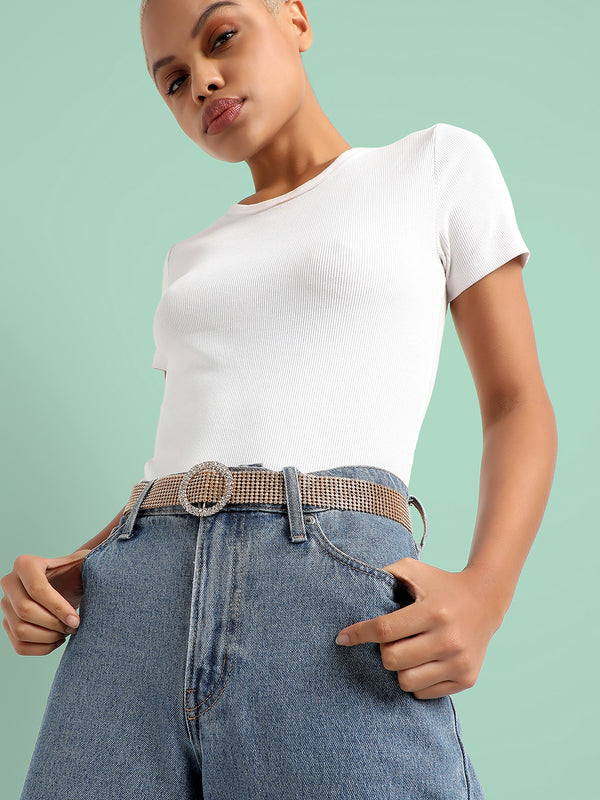 Gold Textured Waist Belt