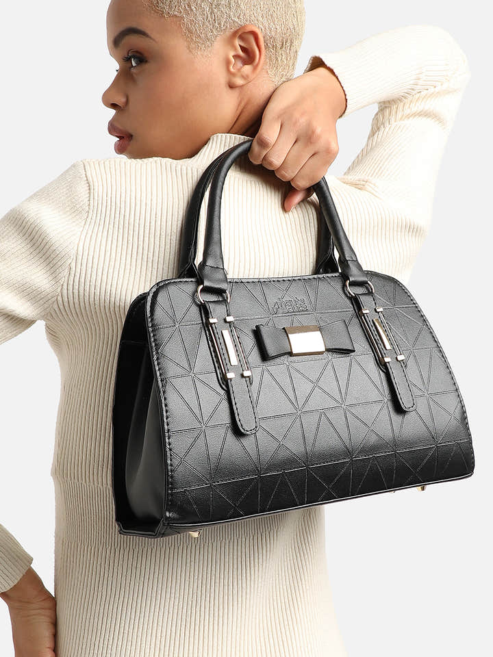 Onyx Textured Black Handbag