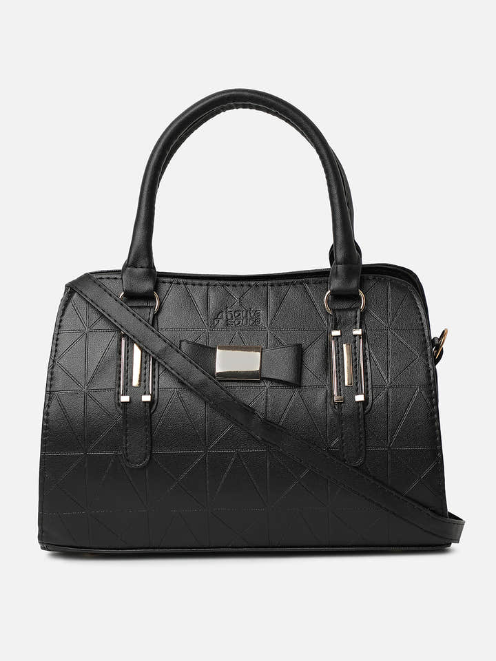 Onyx Textured Black Handbag