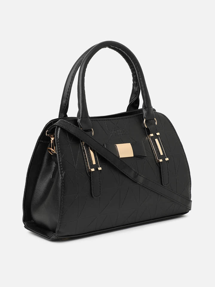 Onyx Textured Black Handbag