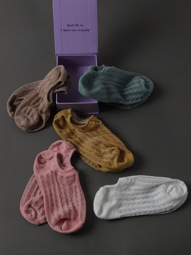 Set Of 5 Striped Ankle Length Socks