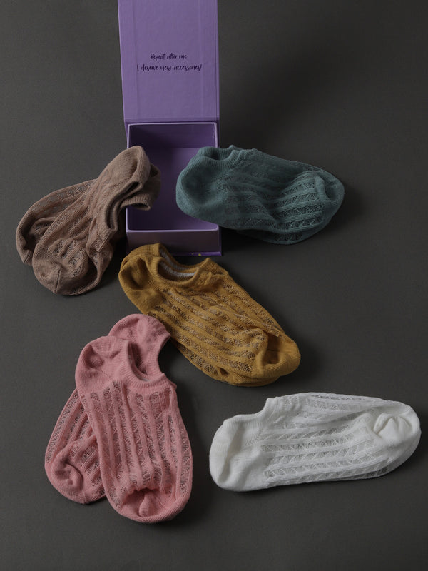 Set Of 5 Striped Ankle Length Socks